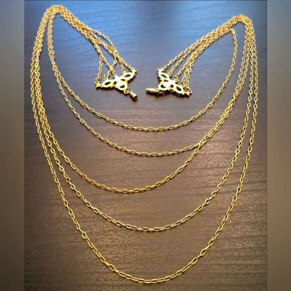 VINTAGE ESTATE GOLD TONE MULTI STRAND 22 1/2" NECKLACE - Picture 1 of 1